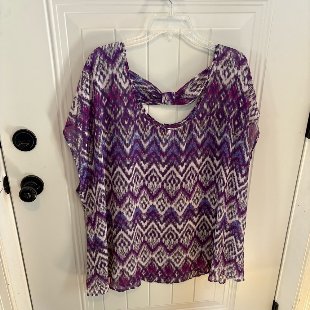 Torrid Purple and White Patterned Blouse